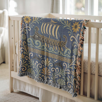 Greek Ship Woven Blanket