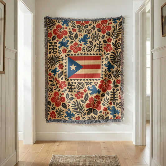 Puerto Rico Flag Woven Blanket