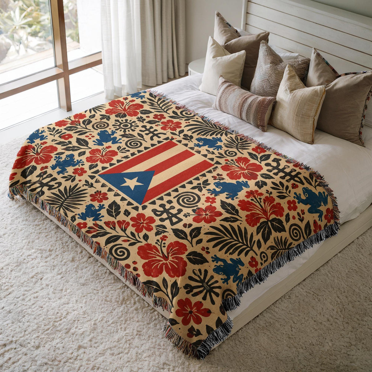 Puerto Rico Flag Woven Blanket