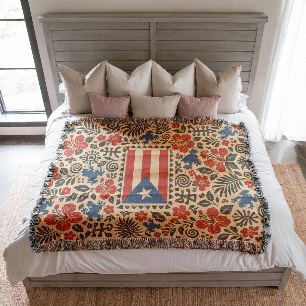 Puerto Rico Flag Woven Blanket