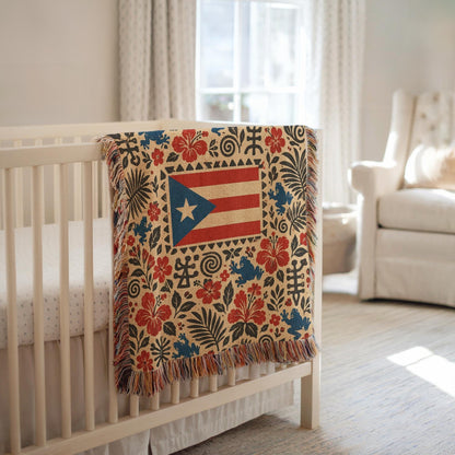 Puerto Rico Flag Woven Blanket