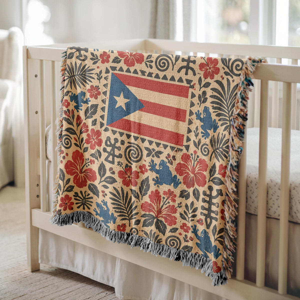 Puerto Rico Flag Woven Blanket
