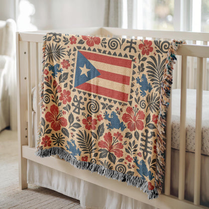 Puerto Rico Flag Woven Blanket