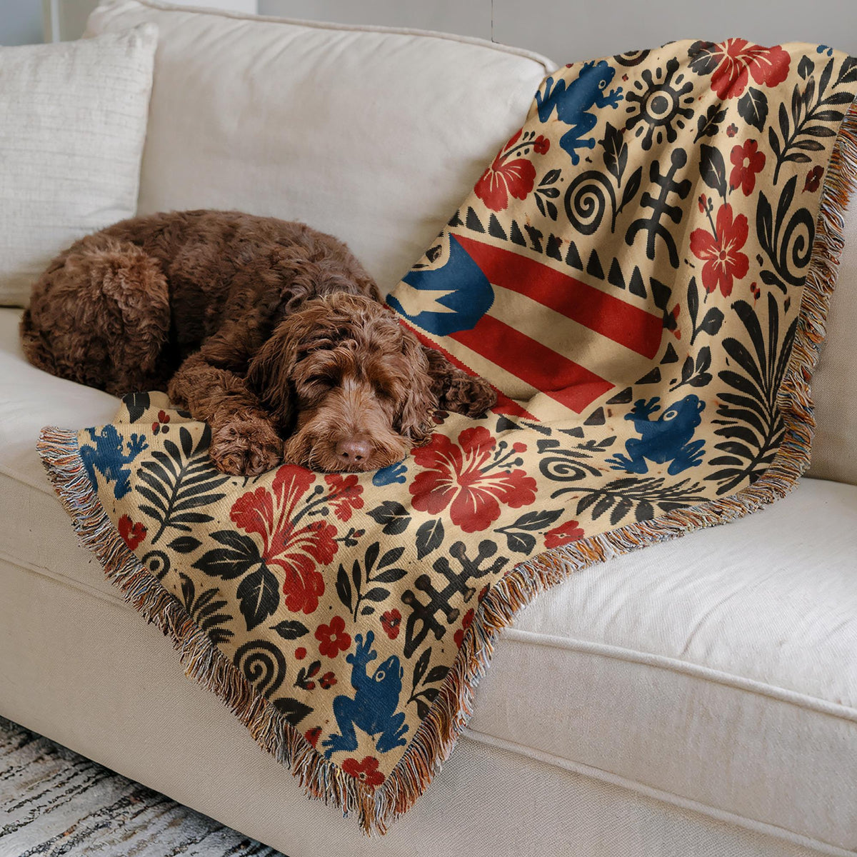 Puerto Rico Flag Woven Blanket
