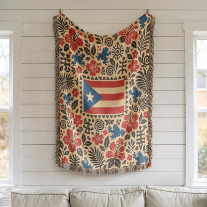 Puerto Rico Flag Woven Blanket