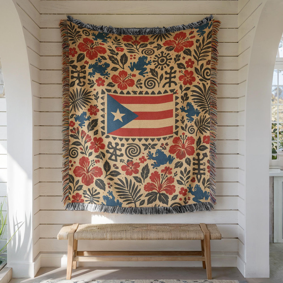 Puerto Rico Flag Woven Blanket