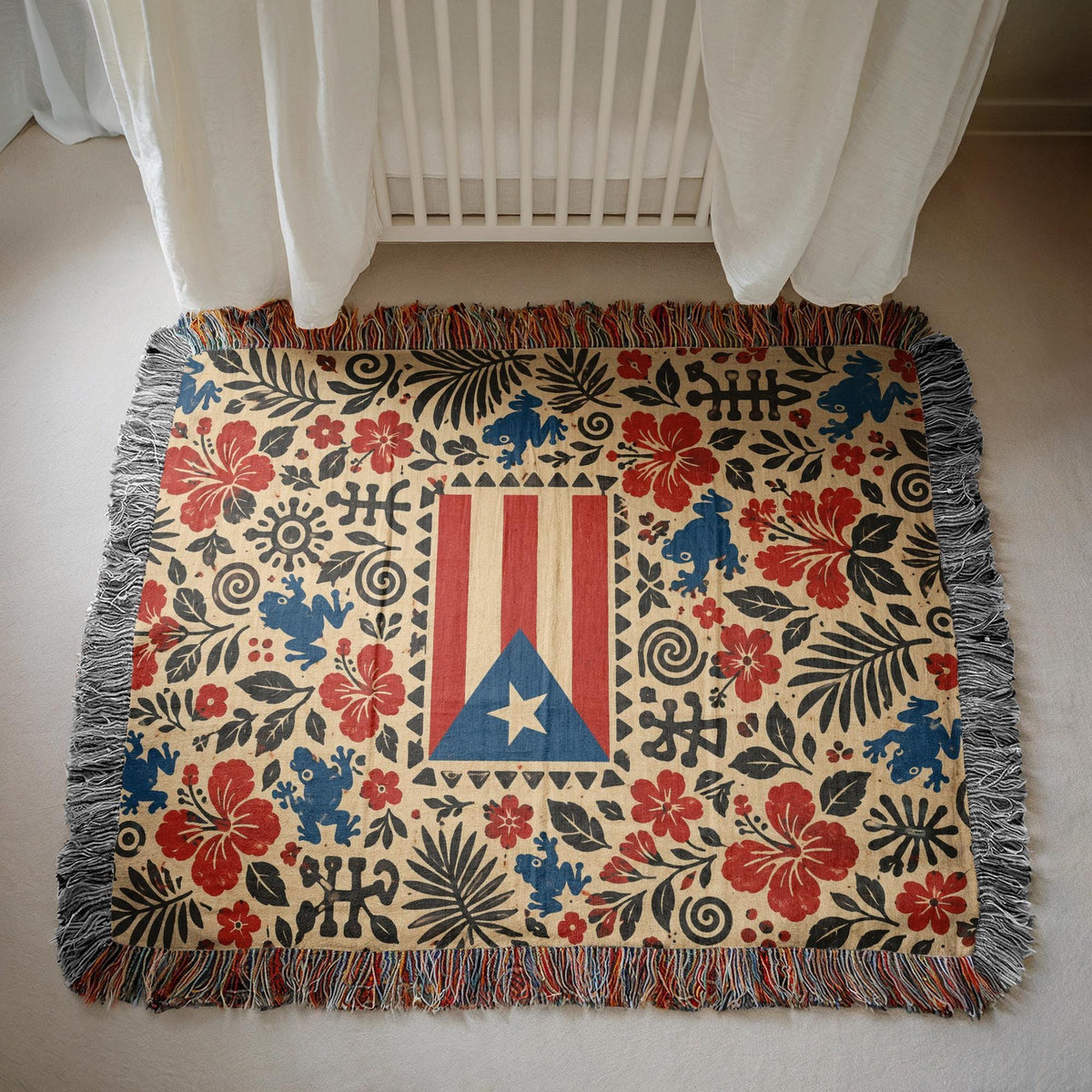 Puerto Rico Flag Woven Blanket