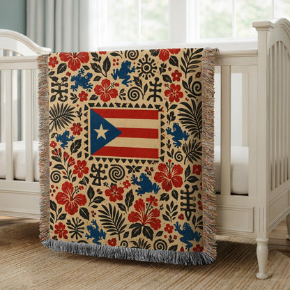 Puerto Rico Flag Woven Blanket
