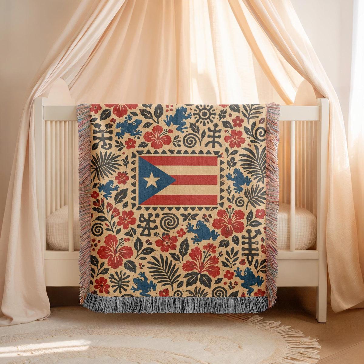 Puerto Rico Flag Woven Blanket