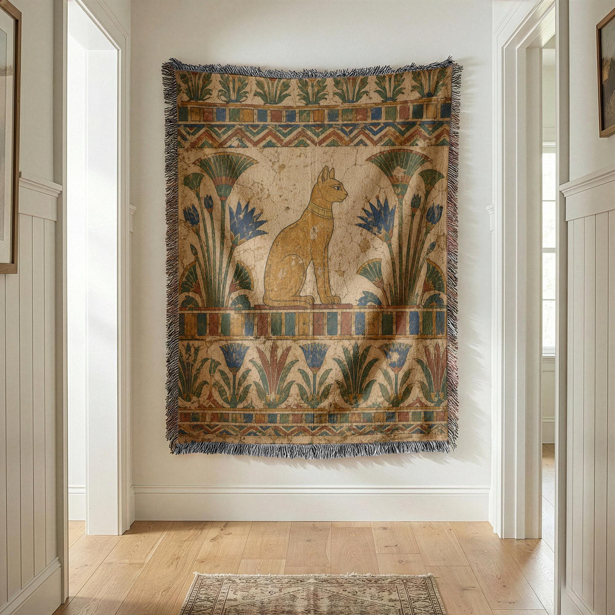 Egyptian Cat Woven Blanket
