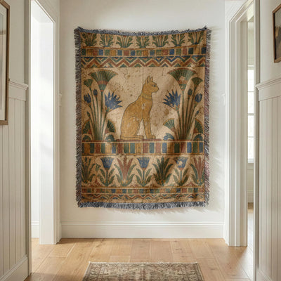 Egyptian Cat Woven Blanket
