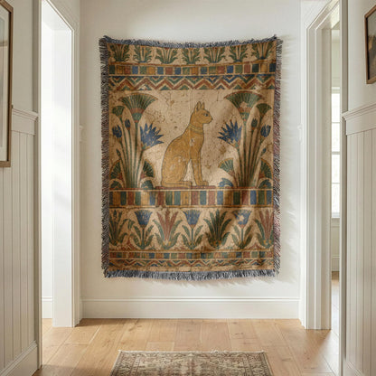 Egyptian Cat Woven Blanket
