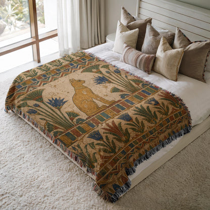 Egyptian Cat Woven Blanket