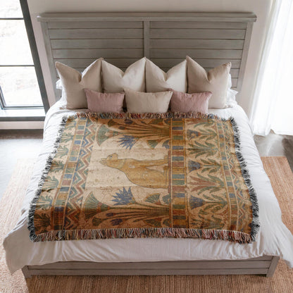Egyptian Cat Woven Blanket