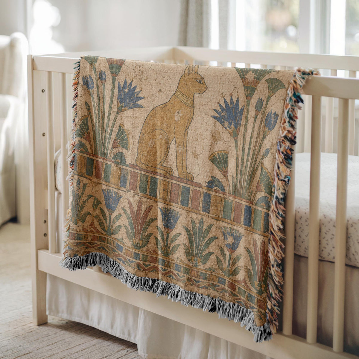 Egyptian Cat Woven Blanket