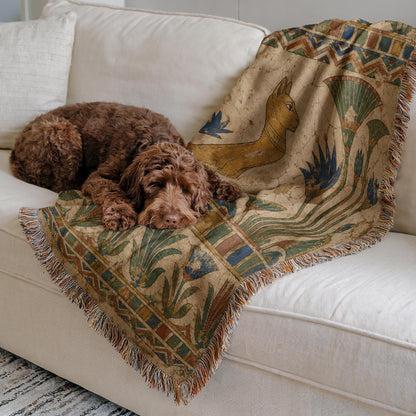Egyptian Cat Woven Blanket