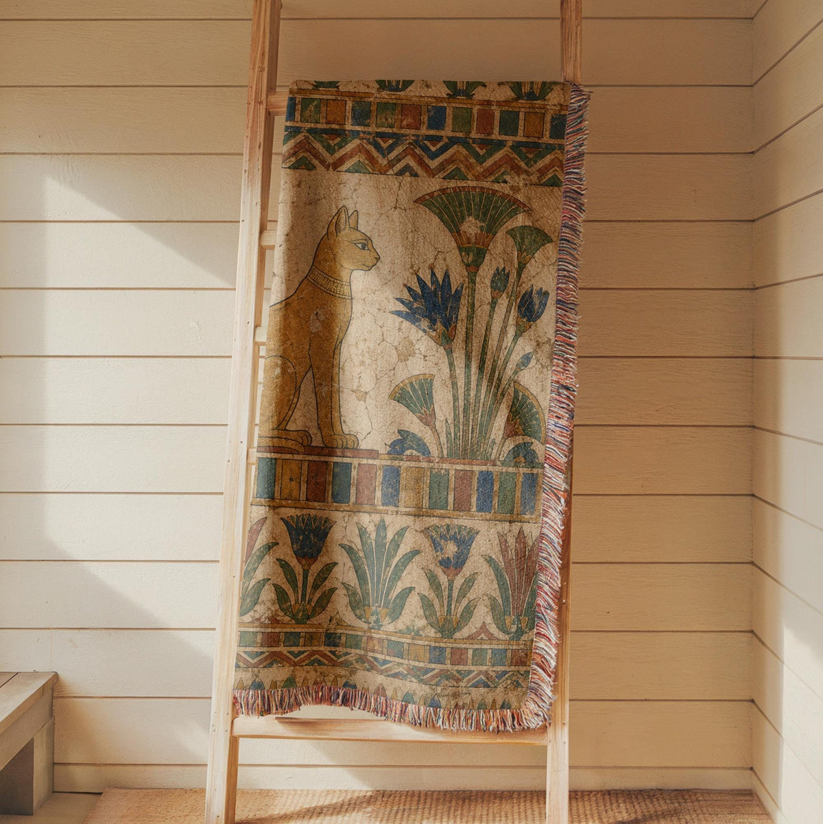 Egyptian Cat Woven Blanket