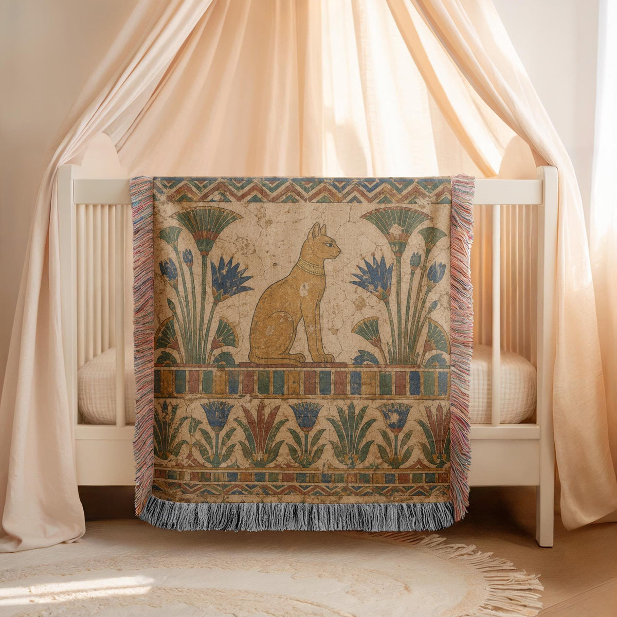 Egyptian Cat Woven Blanket