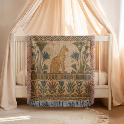 Egyptian Cat Woven Blanket