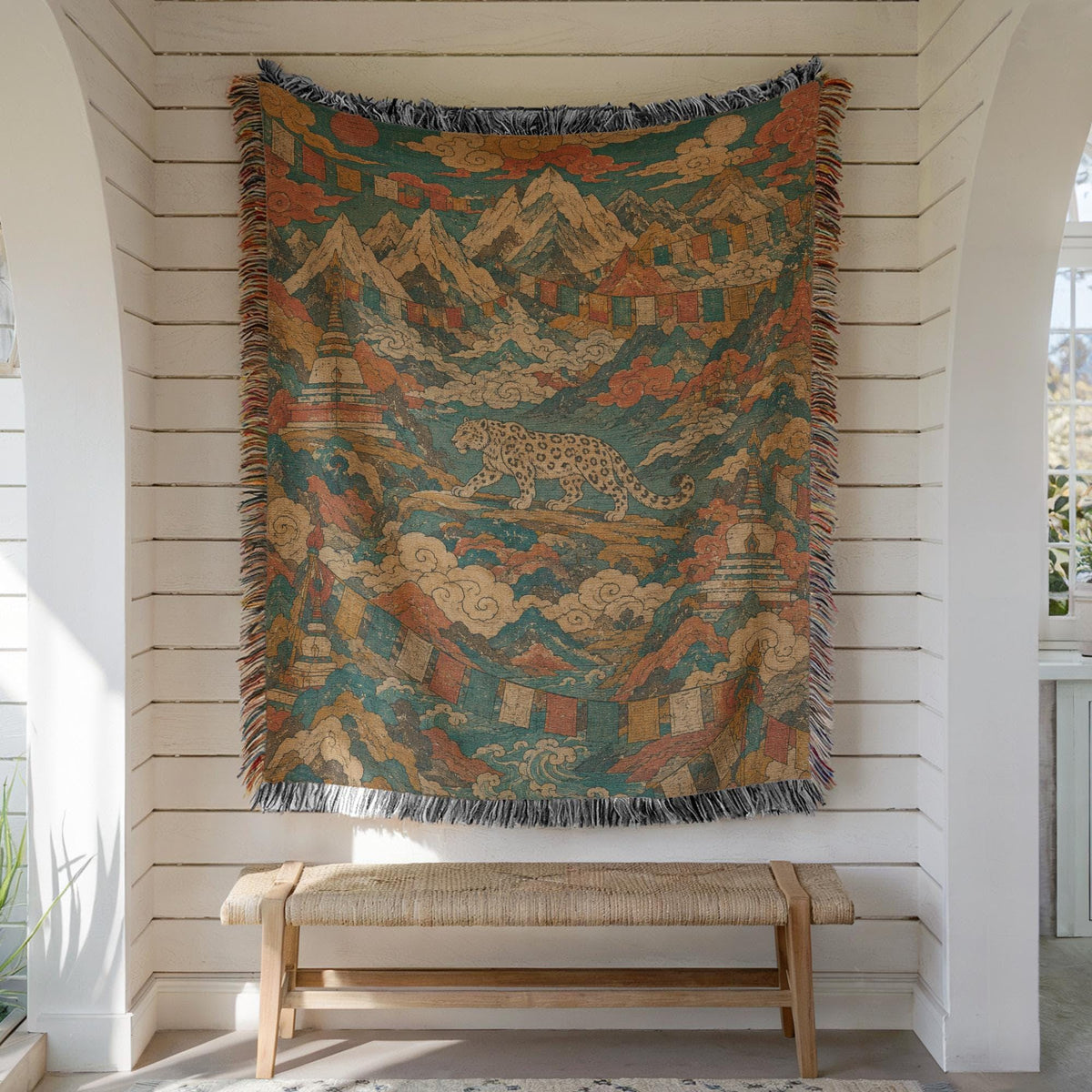 Snow Leopard Woven Blanket