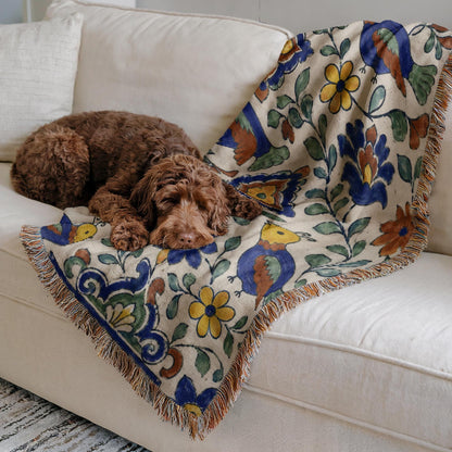 Folk Bird Woven Blanket