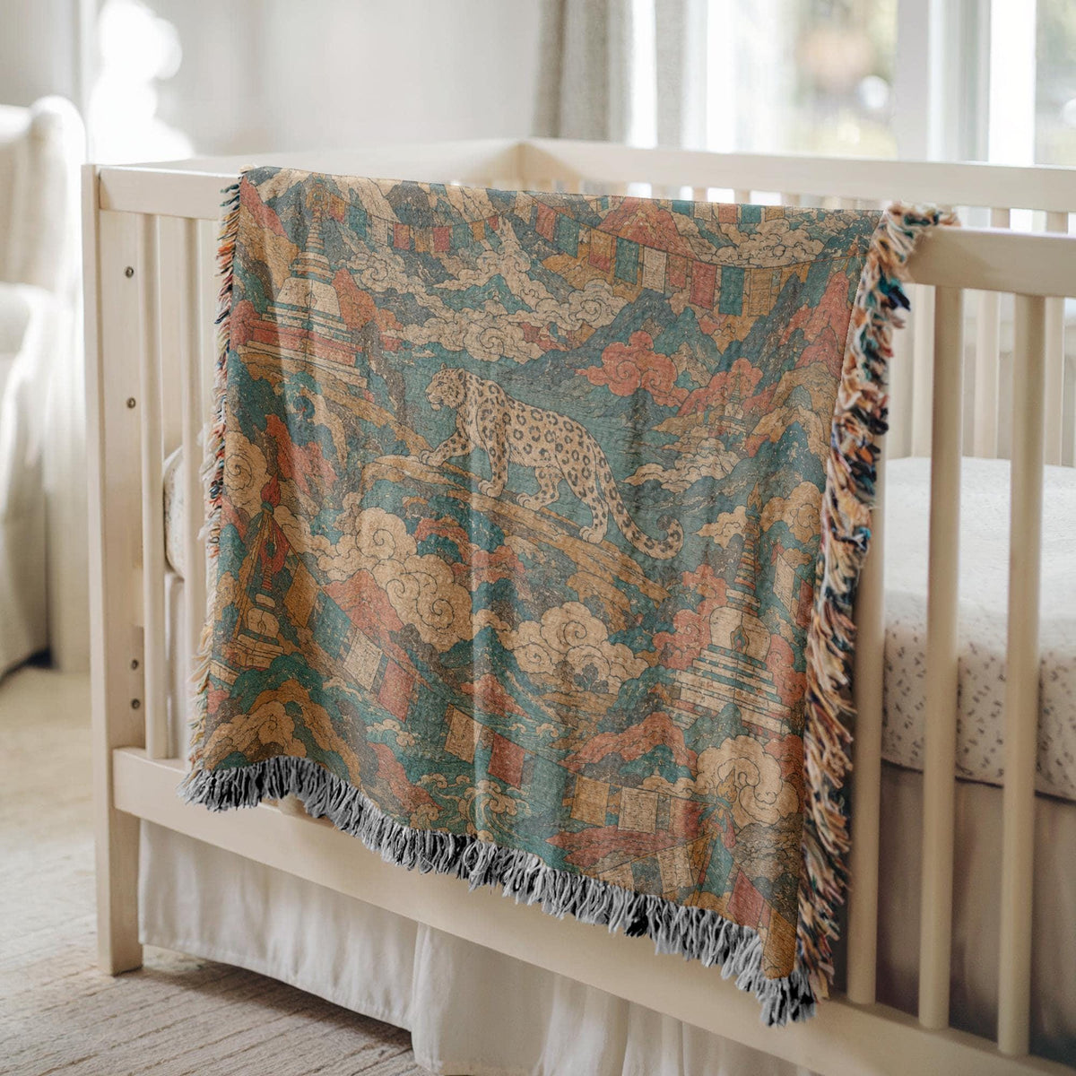 Snow Leopard Woven Blanket