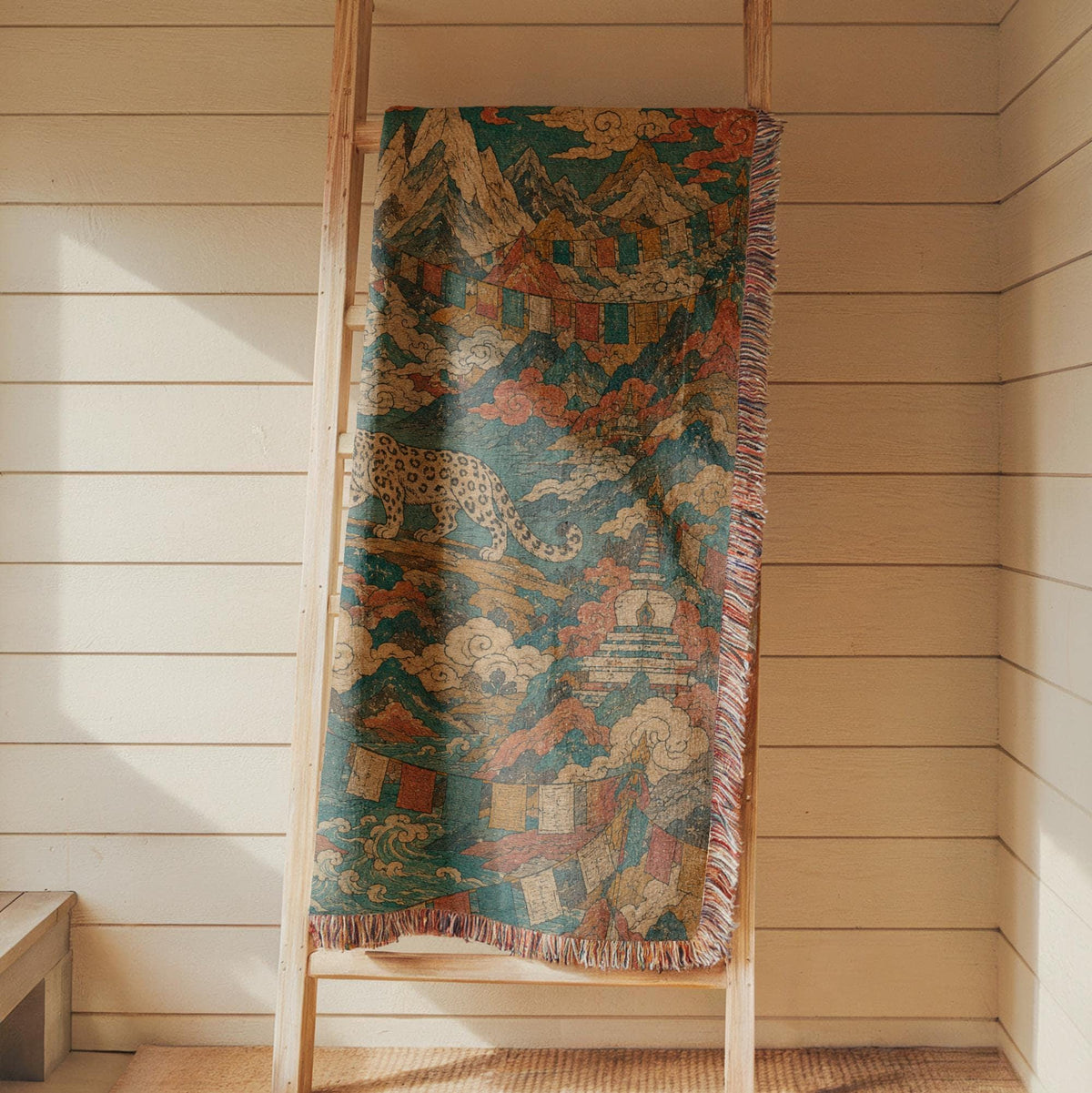 Snow Leopard Woven Blanket
