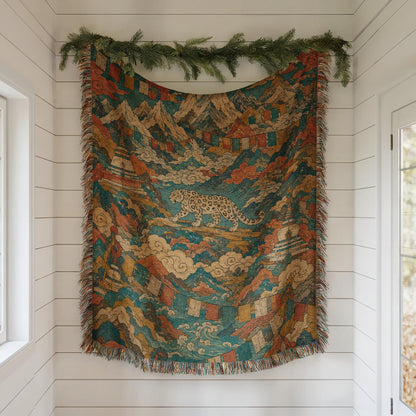 Snow Leopard Woven Blanket