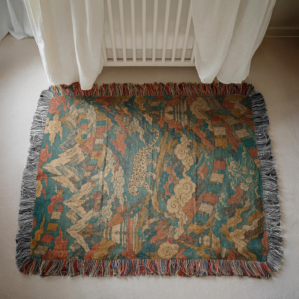 Snow Leopard Woven Blanket