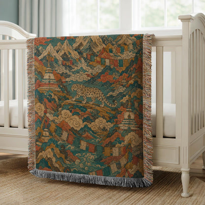 Snow Leopard Woven Blanket