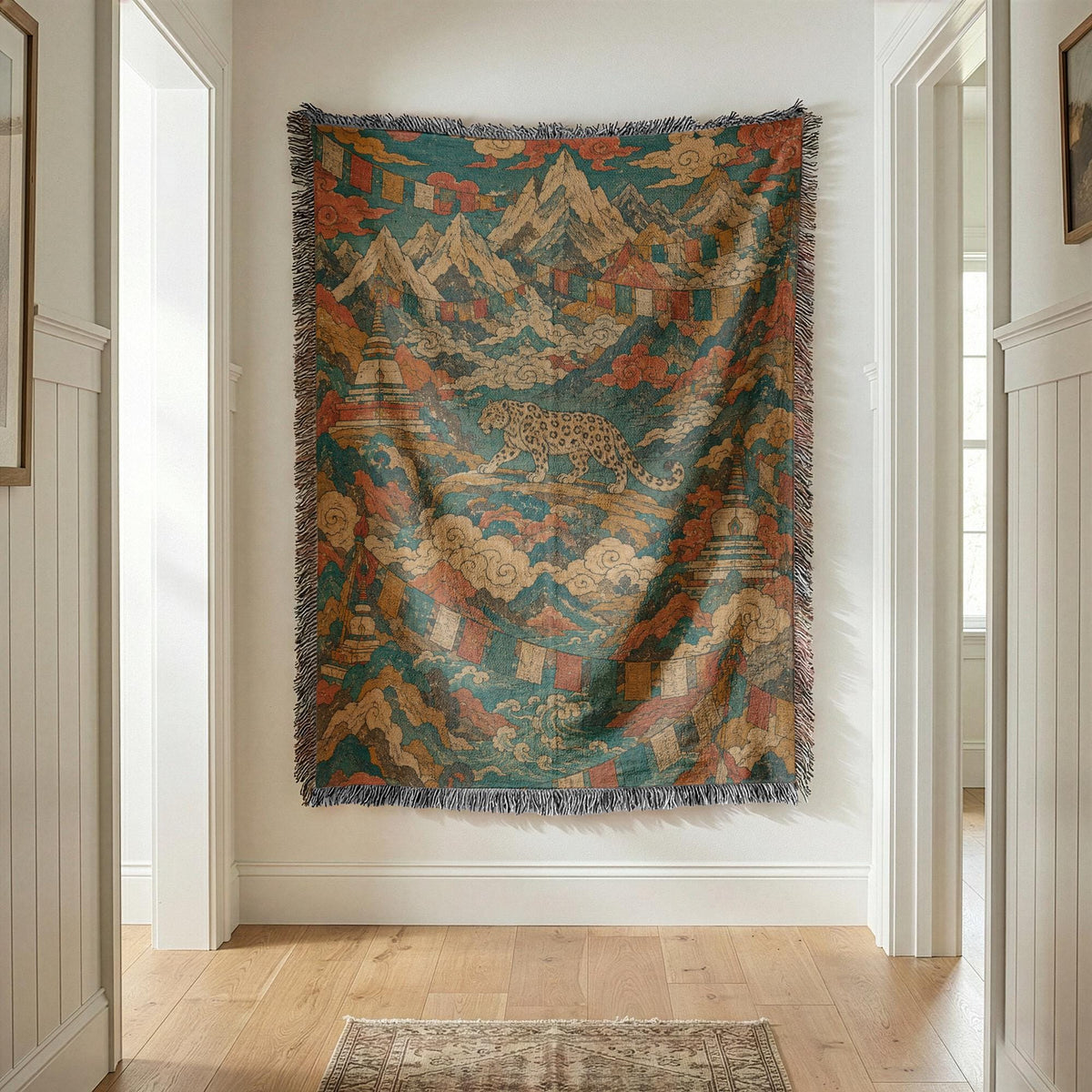 Snow Leopard Woven Blanket