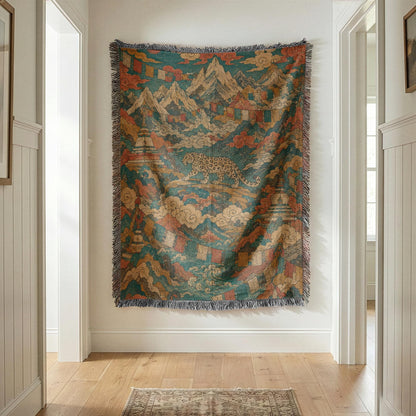 Snow Leopard Woven Blanket