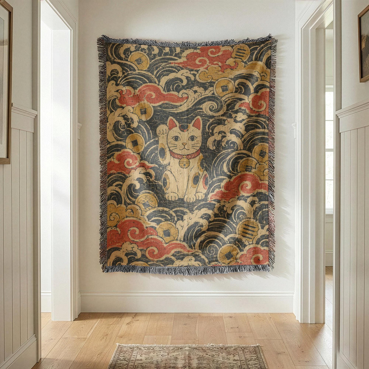 Maneki Neko Woven Blanket