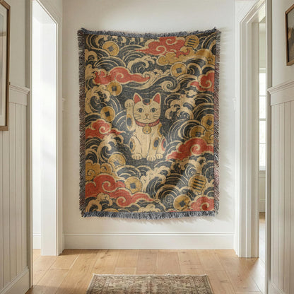 Maneki Neko Woven Blanket