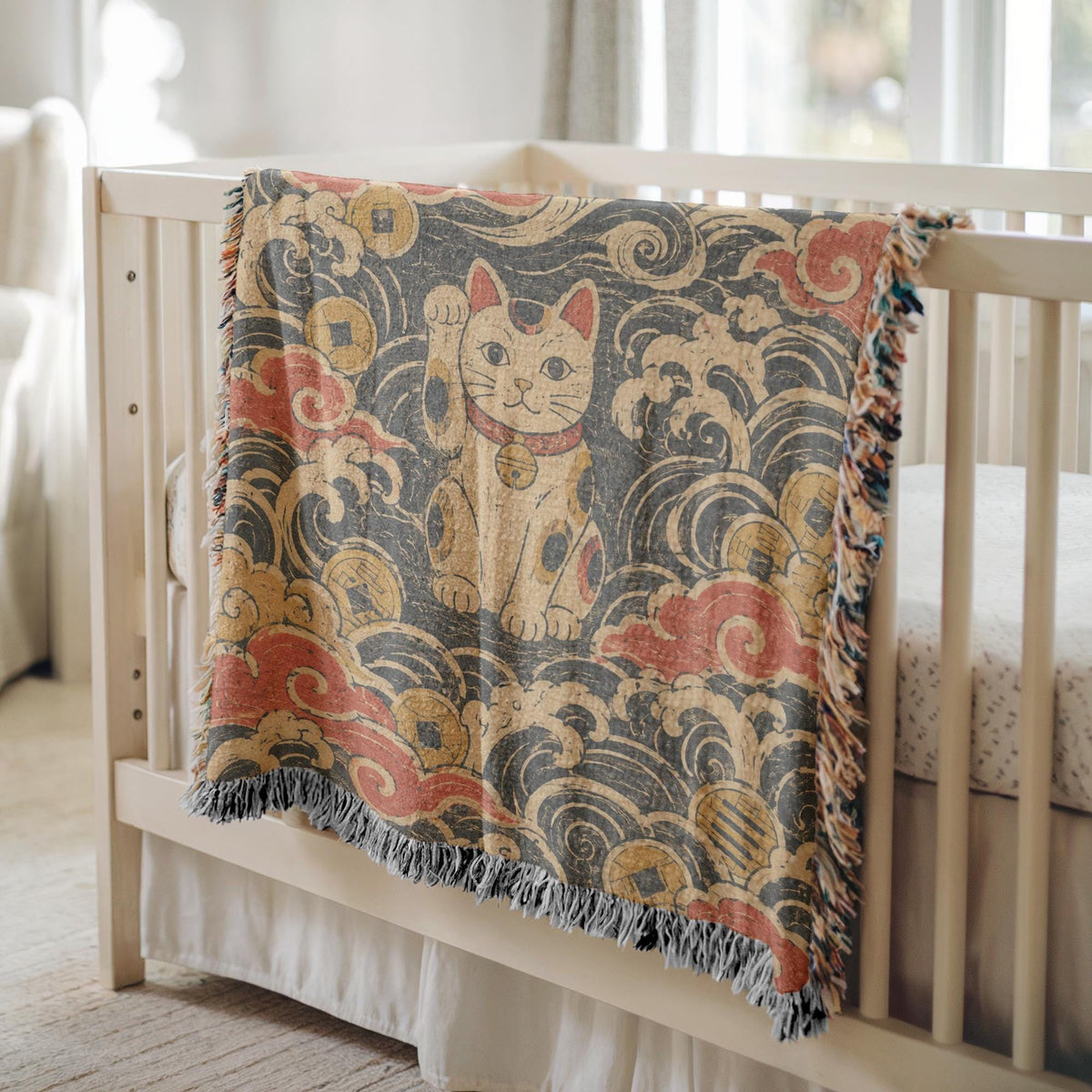 Maneki Neko Woven Blanket