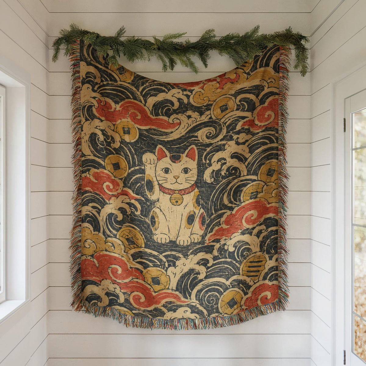 Maneki Neko Woven Blanket