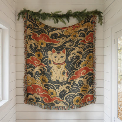 Maneki Neko Woven Blanket
