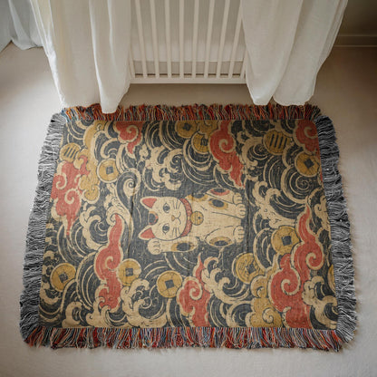 Maneki Neko Woven Blanket