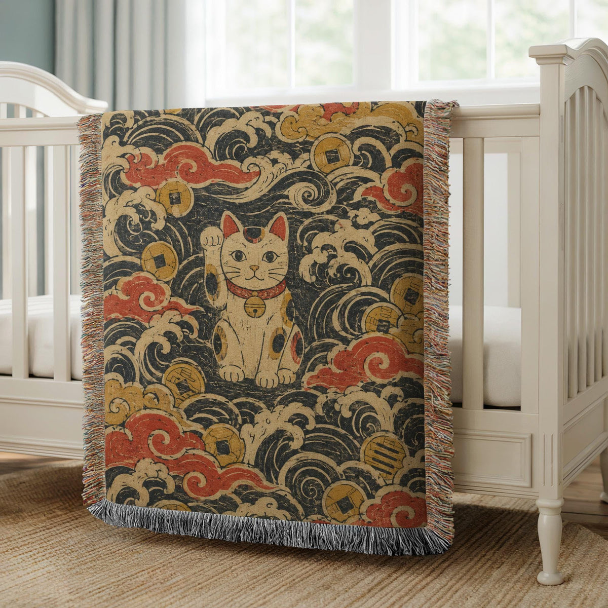 Maneki Neko Woven Blanket