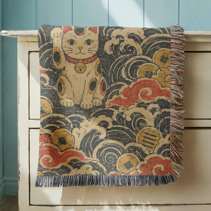 Maneki Neko Woven Blanket