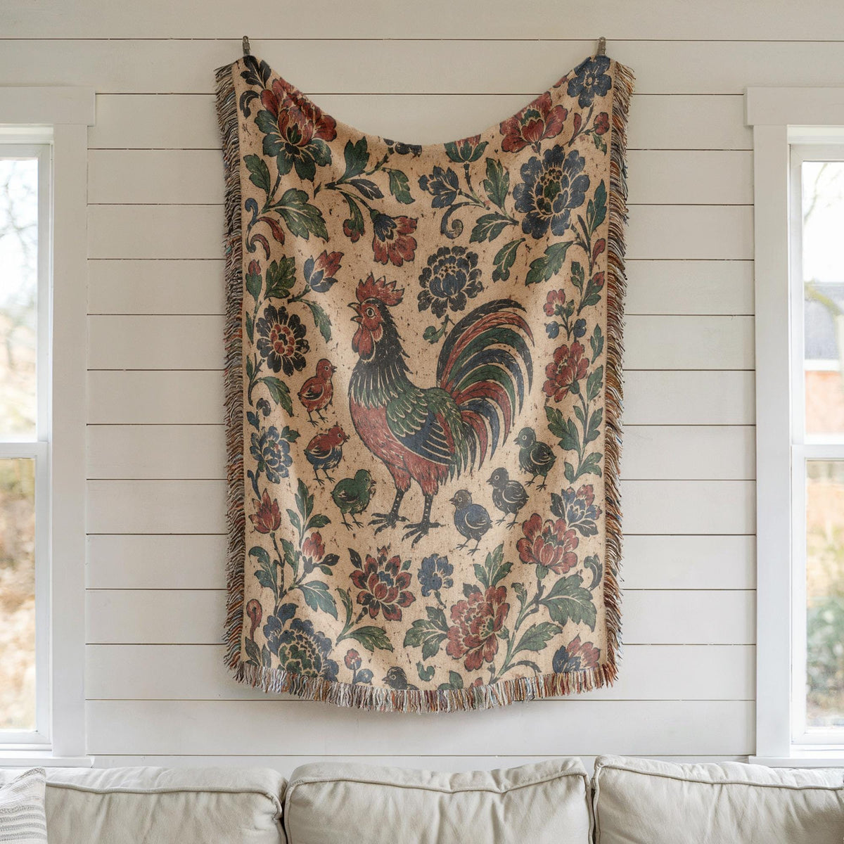 Rooster Woven Blanket