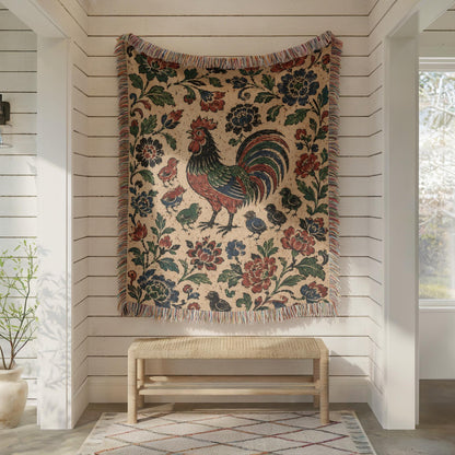 Rooster Woven Blanket