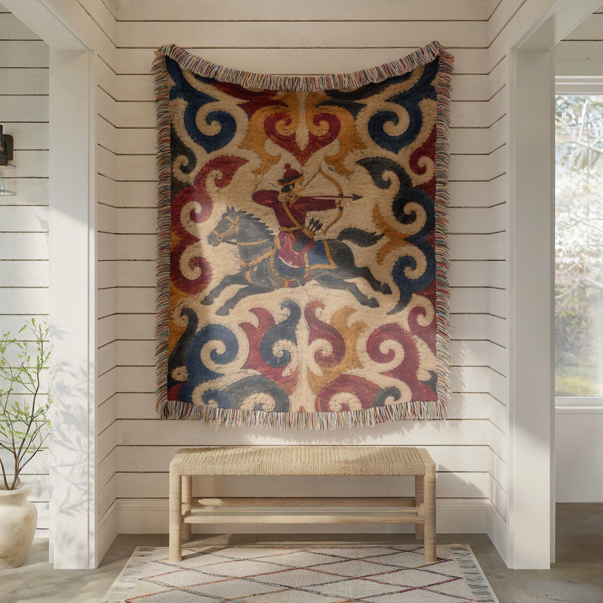 Horse Archer Woven Blanket