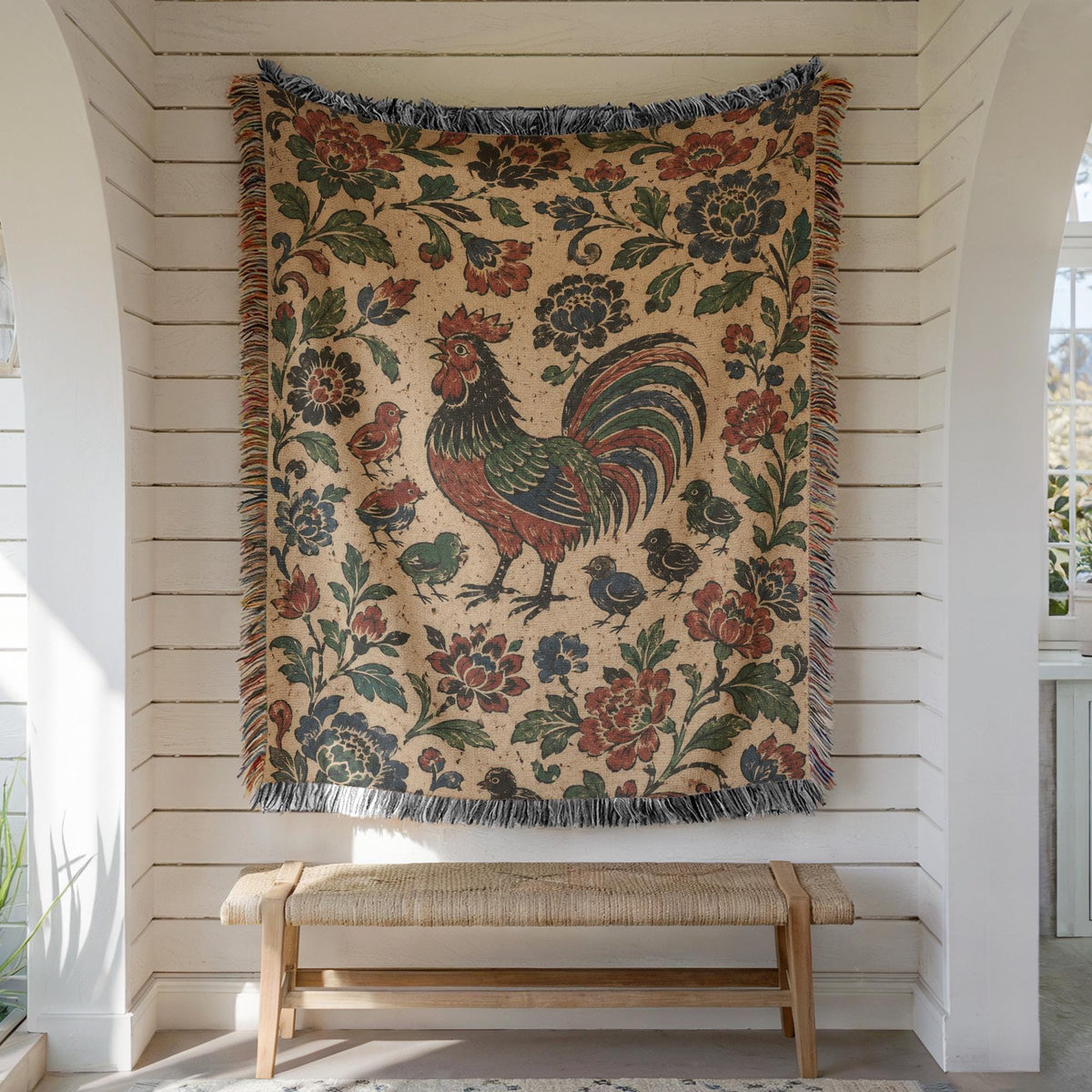 Rooster Woven Blanket