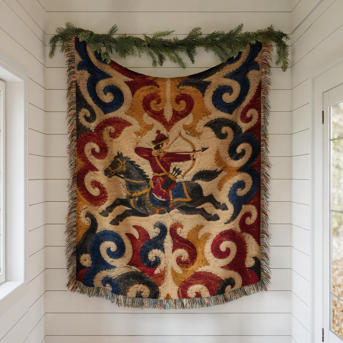 Horse Archer Woven Blanket