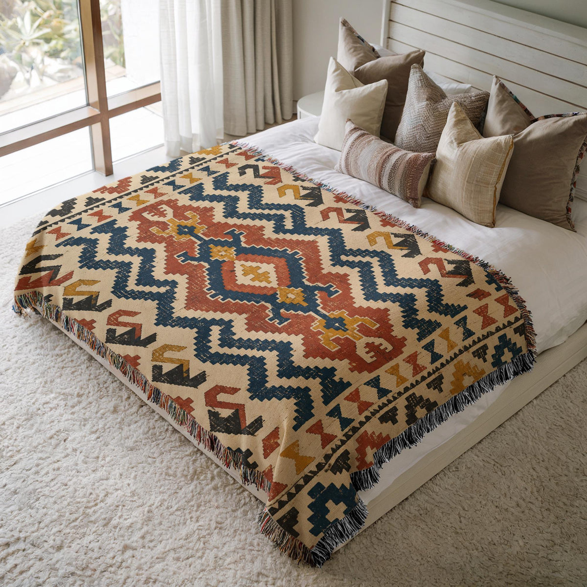 Turkish Kilim Woven Blanket