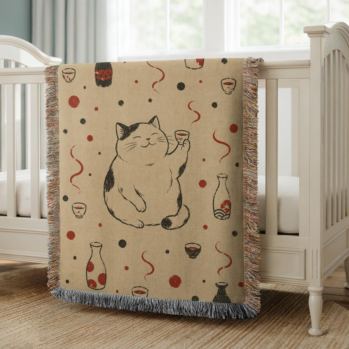 Sake Cat Woven Blanket