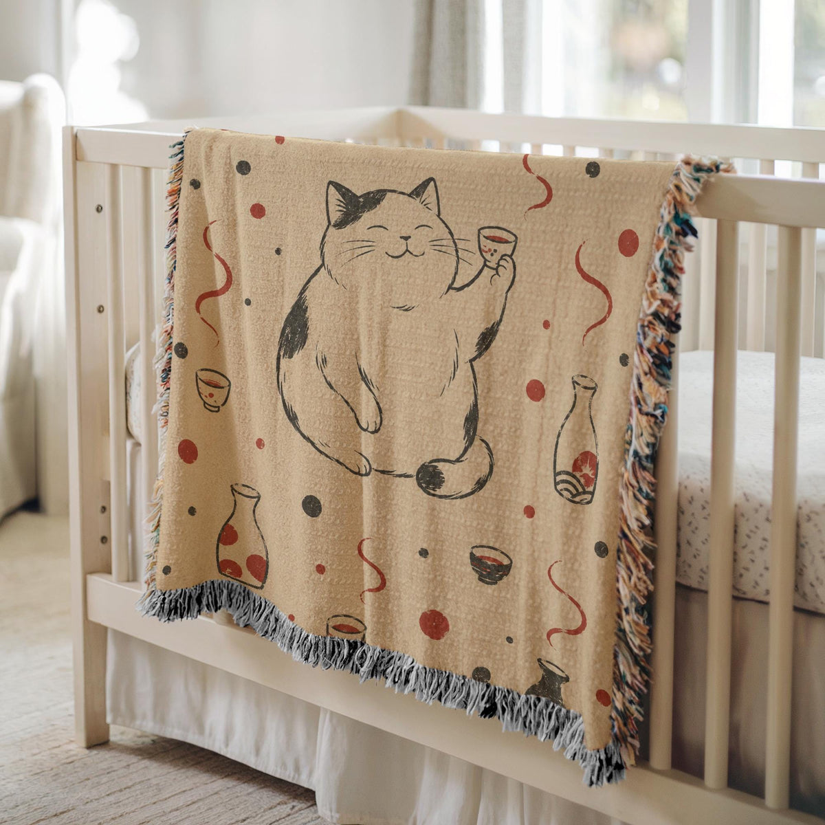 Sake Cat Woven Blanket