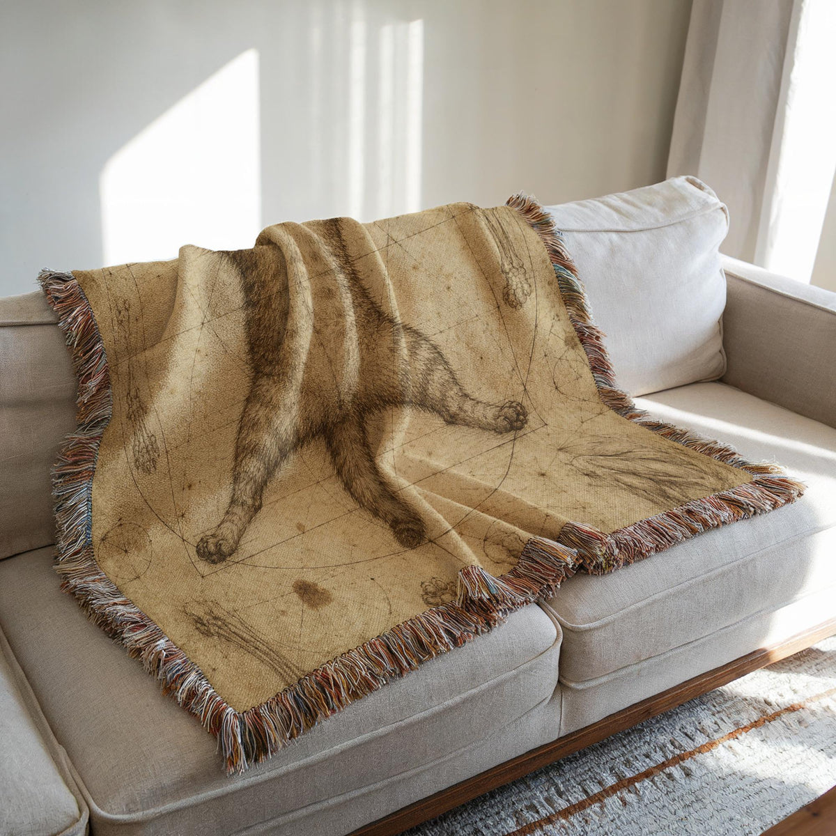 Vitruvian Cat Woven Blanket