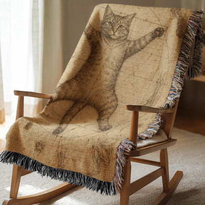 Vitruvian Cat Woven Blanket
